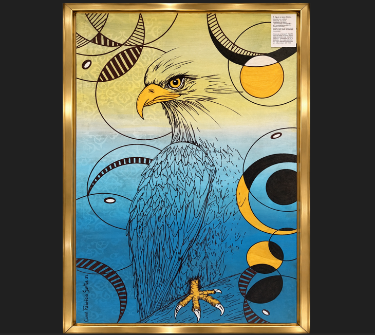 Classificação específica: pintura figurativa animalista com geometria ornamental e simbolismo naturalista.