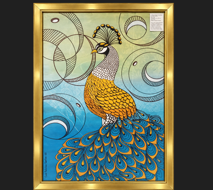 Classificação específica: pintura figurativa animalista ornamental com padronização gráfica e abstração geométrica.