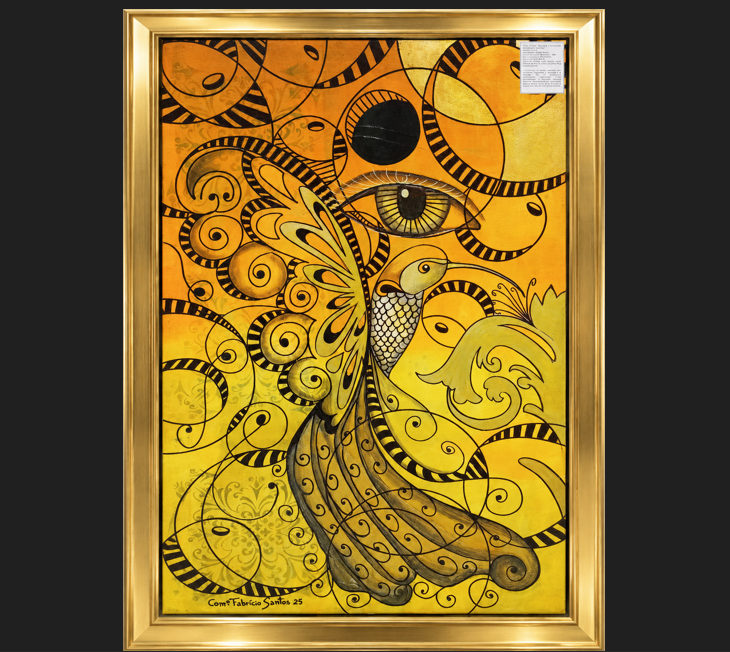 Classificação específica: arte figurativa simbólica com ornamentação abstrata Classificação específica: pintura figurativa animalista com paisagem simbólica e abstração geométrica.